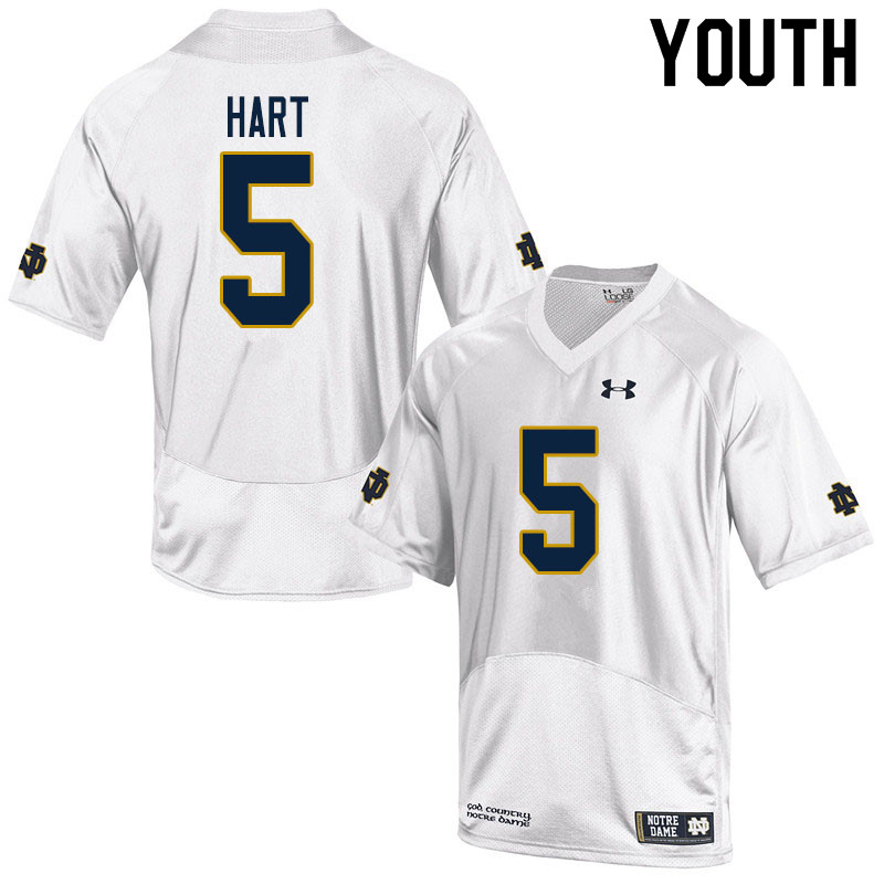 Youth #5 Cam Hart Notre Dame Fighting Irish College Football Jerseys Sale-White - Click Image to Close